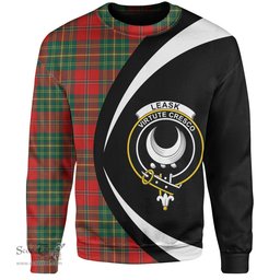 ScotsTee Shop Scottish Leask Modern Clan Crest Personalized Tartan Sweatshirt Circle Style Back Shirt with Your Text