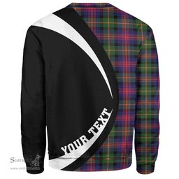 ScotsTee Shop Scottish MacLennan Clan Crest Personalized Tartan Sweatshirt Circle Style Back Shirt with Your Text