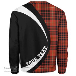 ScotsTee Shop Scottish MacDonald of Ardnamurchan (Donald of Ardnamurchan) Ancient Clan Crest Personalized Tartan Sweatshirt Circle Style Back Shirt with Your Text