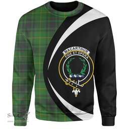 ScotsTee Shop Scottish MacArthur Ancient Clan Crest Personalized Tartan Sweatshirt Circle Style Back Shirt with Your Text