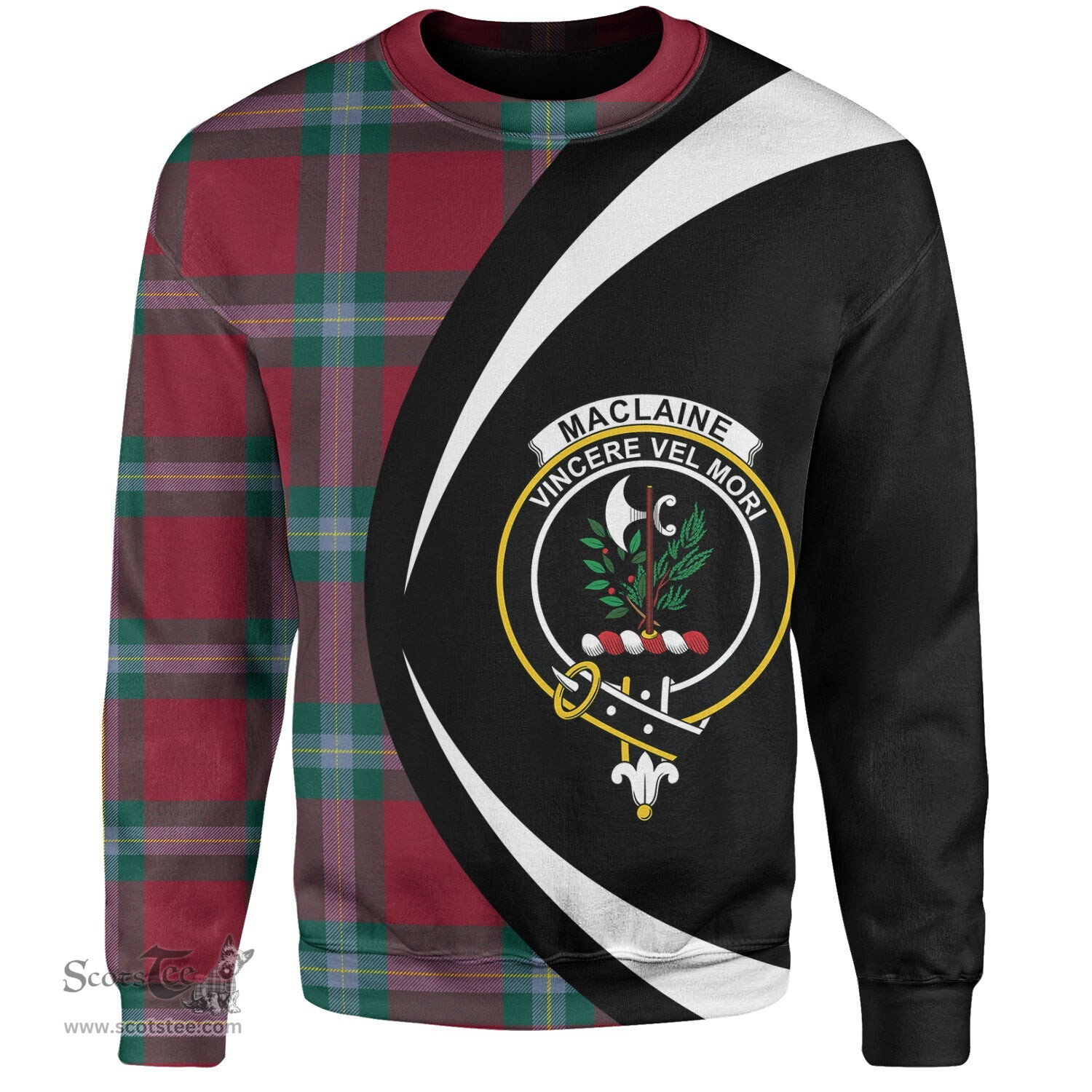 ScotsTee Shop Scottish MacLaine of LochBuie (Cockburn) (MacLaine) Modern Clan Crest Personalized Tartan Sweatshirt Circle Style Back Shirt with Your Text