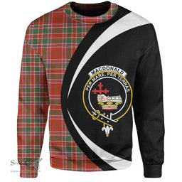 ScotsTee Shop Scottish MacDonald of Lochmaddy (Donald of Loch Mhaddy) Anceint Clan Crest Personalized Tartan Sweatshirt Circle Style Back Shirt with Your Text