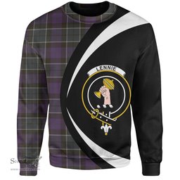 ScotsTee Shop Scottish Lennie Weathered Clan Crest Personalized Tartan Sweatshirt Circle Style Back Shirt with Your Text