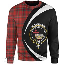 ScotsTee Shop Scottish MacDonald of Staffa (Donald of Staffa) Modern Clan Crest Personalized Tartan Sweatshirt Circle Style Back Shirt with Your Text
