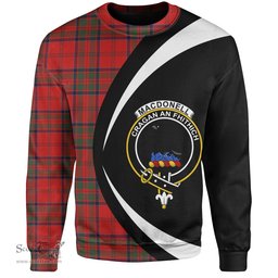 ScotsTee Shop Scottish MacDonell of Keppoch Ancient Clan Crest Personalized Tartan Sweatshirt Circle Style Back Shirt with Your Text