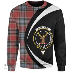 ScotsTee Shop Scottish MacLeay Weathered Clan Crest Personalized Tartan Sweatshirt Circle Style Back Shirt with Your Text