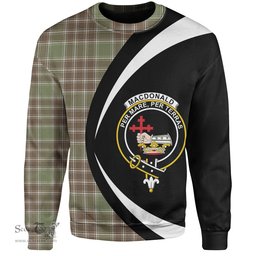 ScotsTee Shop Scottish MacDonald Lord of the Isles; Hunting Weathered Clan Crest Personalized Tartan Sweatshirt Circle Style Back Shirt with Your Text