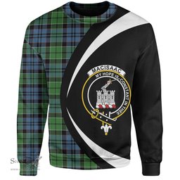 ScotsTee Shop Scottish MacIsaac Modern Clan Crest Personalized Tartan Sweatshirt Circle Style Back Shirt with Your Text