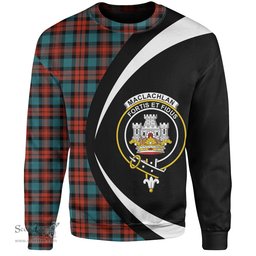 ScotsTee Shop Scottish MacLachlan Ancient Clan Crest Personalized Tartan Sweatshirt Circle Style Back Shirt with Your Text