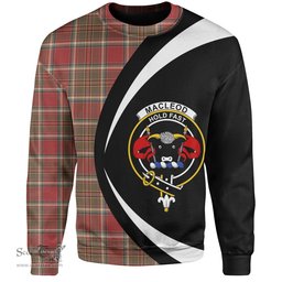 ScotsTee Shop Scottish MacLeod of Gesto Weathered Clan Crest Personalized Tartan Sweatshirt Circle Style Back Shirt with Your Text