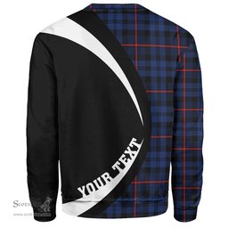 ScotsTee Shop Scottish MacCorquodale Modern Clan Crest Personalized Tartan Sweatshirt Circle Style Back Shirt with Your Text
