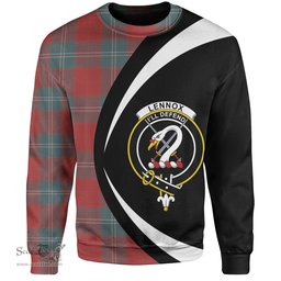 ScotsTee Shop Scottish Lennox Weathered Clan Crest Personalized Tartan Sweatshirt Circle Style Back Shirt with Your Text