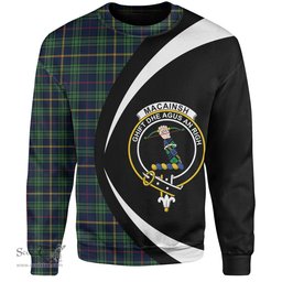 ScotsTee Shop Scottish MacAinsh Modern Clan Crest Personalized Tartan Sweatshirt Circle Style Back Shirt with Your Text