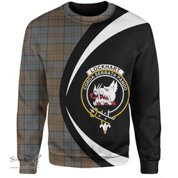 ScotsTee Shop Scottish Lockhart Weathered Clan Crest Personalized Tartan Sweatshirt Circle Style Back Shirt with Your Text