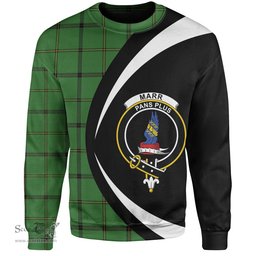 ScotsTee Shop Scottish Marr Ancient Clan Crest Personalized Tartan Sweatshirt Circle Style Back Shirt with Your Text