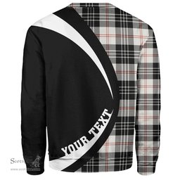 ScotsTee Shop Scottish MacPherson of Cluny Black & White Clan Crest Personalized Tartan Sweatshirt Circle Style Back Shirt with Your Text