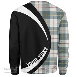 ScotsTee Shop Scottish MacRae of Conchra Weathered Clan Crest Personalized Tartan Sweatshirt Circle Style Back Shirt with Your Text