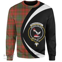 ScotsTee Shop Scottish MacDougall Ancient Clan Crest Personalized Tartan Sweatshirt Circle Style Back Shirt with Your Text