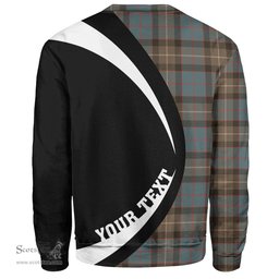 ScotsTee Shop Scottish MacWilliam (Williamson) Weathered Clan Crest Personalized Tartan Sweatshirt Circle Style Back Shirt with Your Text