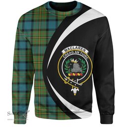 ScotsTee Shop Scottish MacLaren Ancient Clan Crest Personalized Tartan Sweatshirt Circle Style Back Shirt with Your Text