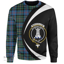 ScotsTee Shop Scottish MacCallum of Berwick Ancient Clan Crest Personalized Tartan Sweatshirt Circle Style Back Shirt with Your Text