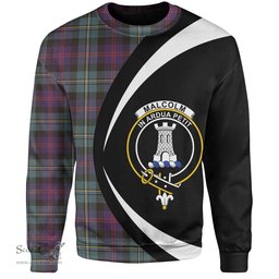 ScotsTee Shop Scottish Malcolm Weathered Clan Crest Personalized Tartan Sweatshirt Circle Style Back Shirt with Your Text