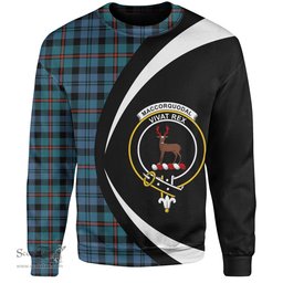 ScotsTee Shop Scottish MacCorquodale Ancient Clan Crest Personalized Tartan Sweatshirt Circle Style Back Shirt with Your Text