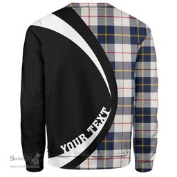 ScotsTee Shop Scottish MacRae of Conchra Modern Clan Crest Personalized Tartan Sweatshirt Circle Style Back Shirt with Your Text
