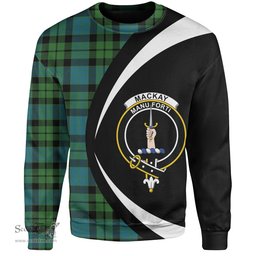 ScotsTee Shop Scottish MacKay Ancient Clan Crest Personalized Tartan Sweatshirt Circle Style Back Shirt with Your Text