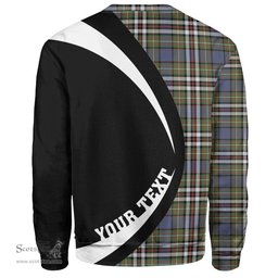 ScotsTee Shop Scottish MacDonell of Glengarry Dress Weathered Clan Crest Personalized Tartan Sweatshirt Circle Style Back Shirt with Your Text