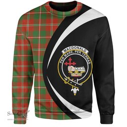 ScotsTee Shop Scottish MacDonald of Glenaladale (Donald of Glenaladale) 2006 Ancient Clan Crest Personalized Tartan Sweatshirt Circle Style Back Shirt with Your Text