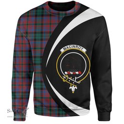 ScotsTee Shop Scottish MacInroy Modern Clan Crest Personalized Tartan Sweatshirt Circle Style Back Shirt with Your Text