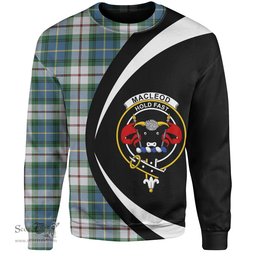ScotsTee Shop Scottish MacLeod of California Ancient Clan Crest Personalized Tartan Sweatshirt Circle Style Back Shirt with Your Text