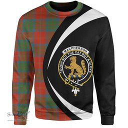 ScotsTee Shop Scottish MacPherson of Cluny Ancient Clan Crest Personalized Tartan Sweatshirt Circle Style Back Shirt with Your Text