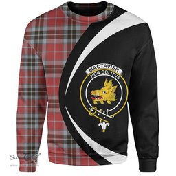 ScotsTee Shop Scottish MacTavish Ancient Clan Crest Personalized Tartan Sweatshirt Circle Style Back Shirt with Your Text