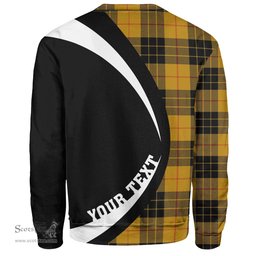 ScotsTee Shop Scottish MacLeod of Lewis Ancient Clan Crest Personalized Tartan Sweatshirt Circle Style Back Shirt with Your Text