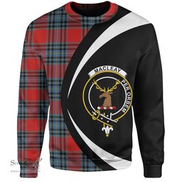 ScotsTee Shop Scottish MacLeay Modern Clan Crest Personalized Tartan Sweatshirt Circle Style Back Shirt with Your Text