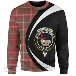 ScotsTee Shop Scottish MacDonald of Glenaladale (Donald of Glenaladale) 2006 Weathered Clan Crest Personalized Tartan Sweatshirt Circle Style Back Shirt with Your Text