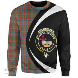 ScotsTee Shop Scottish MacDonald of Boisdale (Donald Boisdale) Ancient Clan Crest Personalized Tartan Sweatshirt Circle Style Back Shirt with Your Text