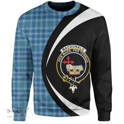ScotsTee Shop Scottish MacDonald Lord of the Isles Hunting Blue (Donald Lord of the Isles Hunting Blue) Ancient Clan Crest Personalized Tartan Sweatshirt Circle Style Back Shirt with Your Text