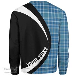 ScotsTee Shop Scottish MacDonald Lord of the Isles Hunting Blue (Donald Lord of the Isles Hunting Blue) Ancient Clan Crest Personalized Tartan Sweatshirt Circle Style Back Shirt with Your Text