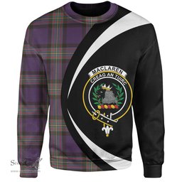 ScotsTee Shop Scottish MacLaren of Broich Weathered Clan Crest Personalized Tartan Sweatshirt Circle Style Back Shirt with Your Text