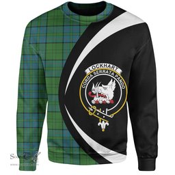 ScotsTee Shop Scottish Lockhart Ancient Clan Crest Personalized Tartan Sweatshirt Circle Style Back Shirt with Your Text