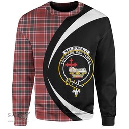 ScotsTee Shop Scottish MacDonald of Lochmaddy (Donald of Loch Mhaddy) Weathered Clan Crest Personalized Tartan Sweatshirt Circle Style Back Shirt with Your Text