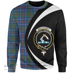 ScotsTee Shop Scottish MacHardy Modern Clan Crest Personalized Tartan Sweatshirt Circle Style Back Shirt with Your Text