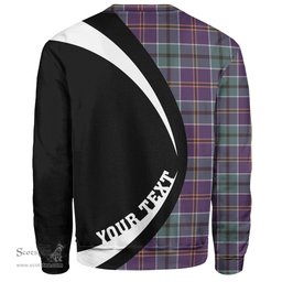 ScotsTee Shop Scottish Leslie of the Hebrides Weathered Clan Crest Personalized Tartan Sweatshirt Circle Style Back Shirt with Your Text