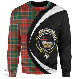 ScotsTee Shop Scottish MacDonald of Kingsburgh (Donald of Kingsburgh) Modern Clan Crest Personalized Tartan Sweatshirt Circle Style Back Shirt with Your Text