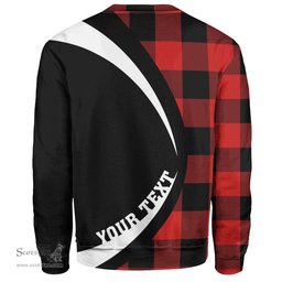 ScotsTee Shop Scottish MacGregor Rob Roy (Gregor Red & Black) Modern Clan Crest Personalized Tartan Sweatshirt Circle Style Back Shirt with Your Text