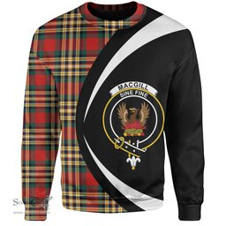 ScotsTee Shop Scottish MacGill Modern Clan Crest Personalized Tartan Sweatshirt Circle Style Back Shirt with Your Text