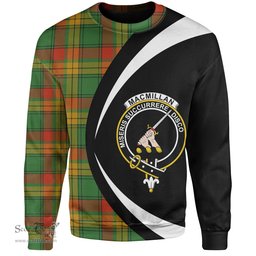 ScotsTee Shop Scottish MacMillan Ancient Clan Crest Personalized Tartan Sweatshirt Circle Style Back Shirt with Your Text